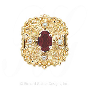 GS340 PT/PL - 14 Karat Gold Slide with Pink Tourmaline center and Pearl accents 